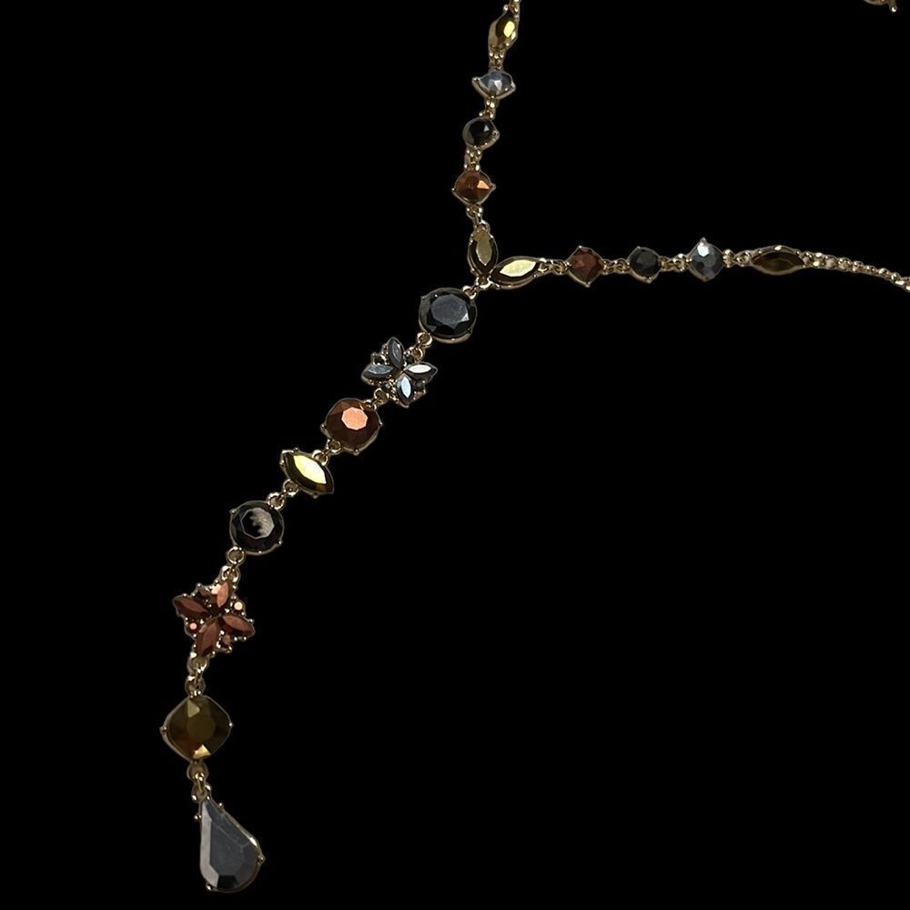 INC Gold-Tone Multi-Crystal 24" Lariat Necklace - Picture 2 of 4